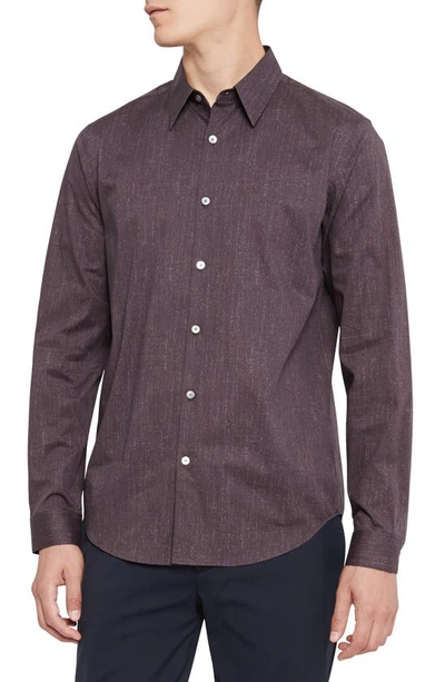Shop Theory Irving Slim Fit Pixelated Print Button-up Shirt In Dark Eggplant Multi