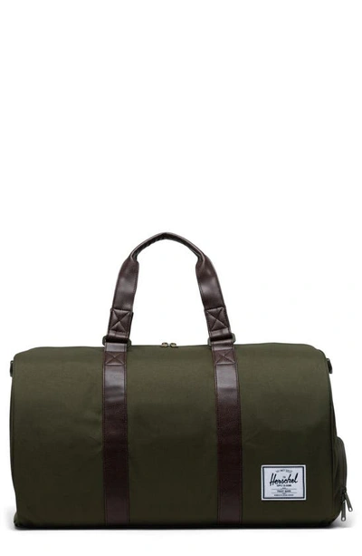 Shop Herschel Supply Co Novel Duffle Bag In Ivy Green/ Chicory Coffee