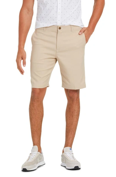 Shop Mizzen + Main Baron Flat Front Performance Golf Shorts In Sand Solid