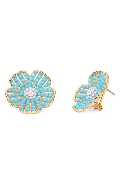 Shop Kate Spade Glistening Petals Floral Stud Earrings In Turquoise
