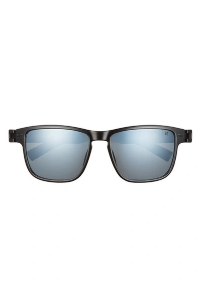Shop Hurley Ogs 57mm Polarized Square Sunglasses In Shiny Black/ Smoke Green Base