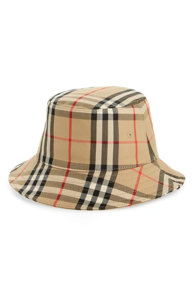 Shop Burberry Kids' Gabriel Check Bucket Hat In Archive Beige