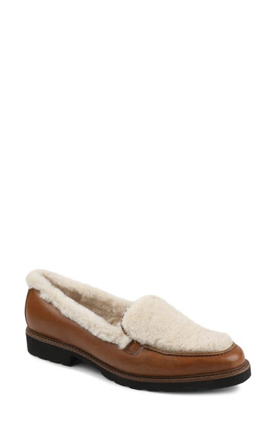 Shop Andre Assous Philipa Water Resistant Faux Fur Loafer In Tan Leather