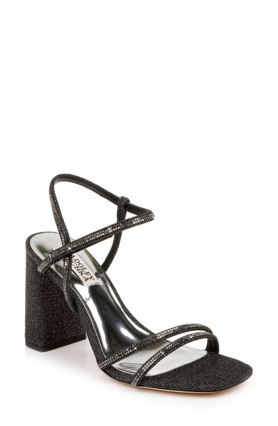 Shop Badgley Mischka Rebekah Block Heel Sandal In Black Glitter