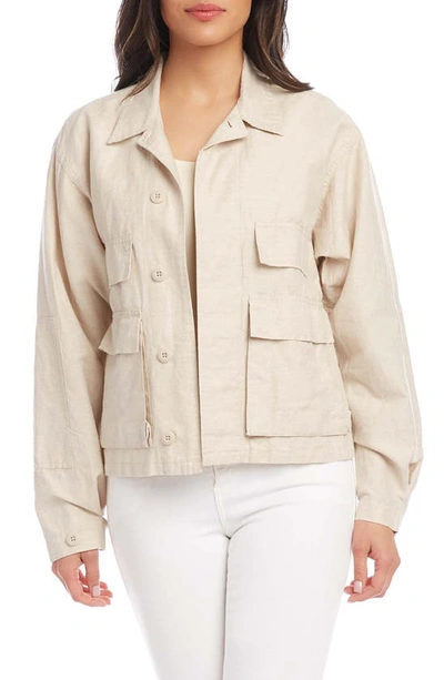 Shop Karen Kane Linen Blend Cargo Jacket In Natural