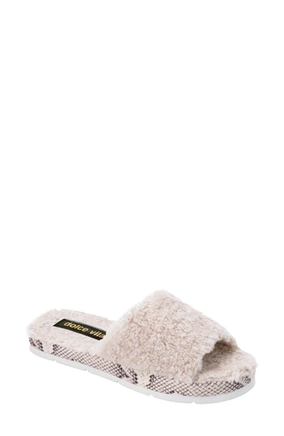 Shop Dolce Vita Faux Fur Platform Slide Slipper In Off White Plush
