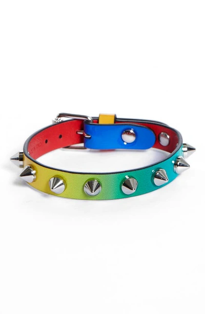 Shop Christian Louboutin Loubilink Studded Gradient Leather Bracelet In Multi/ Silver
