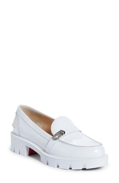 Shop Christian Louboutin Lock Woody Loafer In Bianco