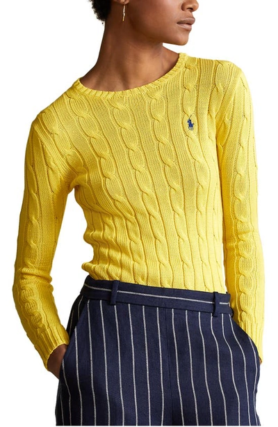 Shop Polo Ralph Lauren Cable Knit Sweater In Elite Yellow