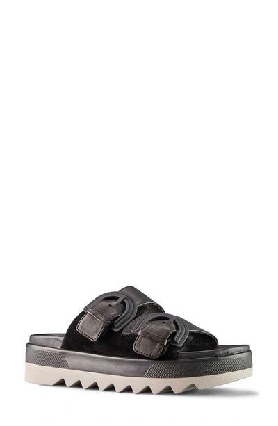 Shop Cougar Pepa Slide Sandal In Black Suede/ Leather