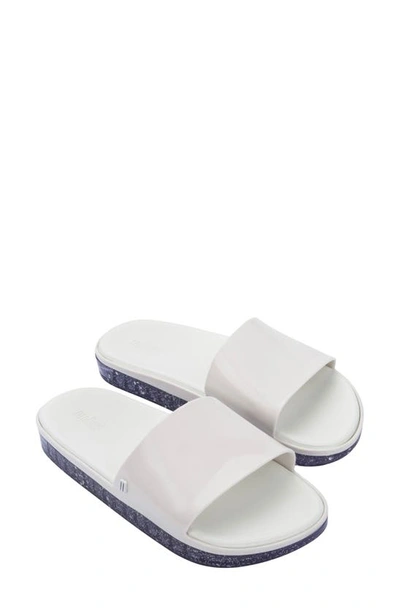 Shop Melissa Beach Slide Sandal In White/ Glitter Clear