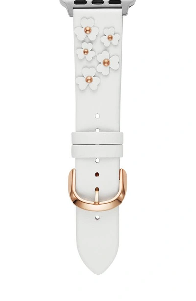 Shop Kate Spade Floral Appliqué Leather Apple Watch® Strap In White