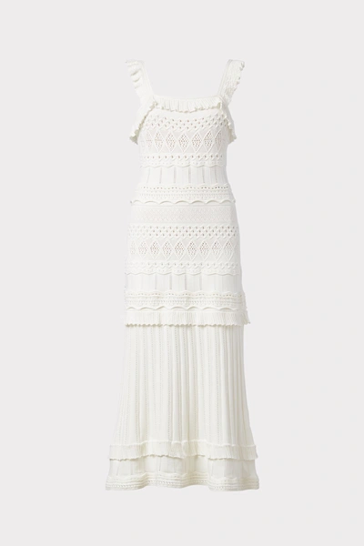 Shop Milly Lightweight Pointelle Midi Dress In White