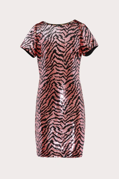 Shop Milly Mini Bea Zebra Sequin Dress In Pink/gold