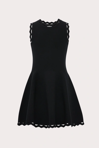 Shop Milly Minis Zig Zag Trim Flare Dress In Black