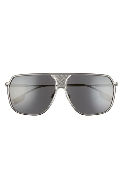 Shop Burberry 62mm Square Sunglasses In Ruthenium/ Grey