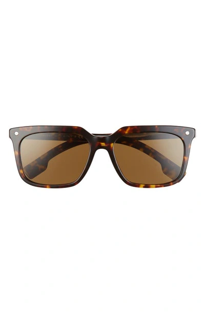 Shop Burberry 56mm Square Sunglasses In Dark Havana/ Brown