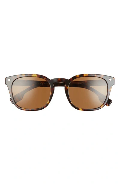 Shop Burberry 53mm Polarized Square Sunglasses In Dark Havana/ Polarized Brown