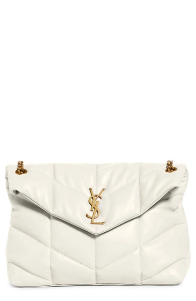 Shop Saint Laurent Medium Loulou Puffer Quilted Leather Crossbody Bag In Crema Soft