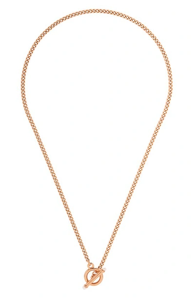 Shop Brook & York Stella Imitation Pearl Toggle Necklace In Rose Gold