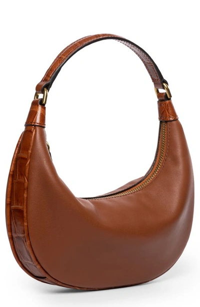 Shop Staud Mini Sasha Leather Shoulder Bag In Tan