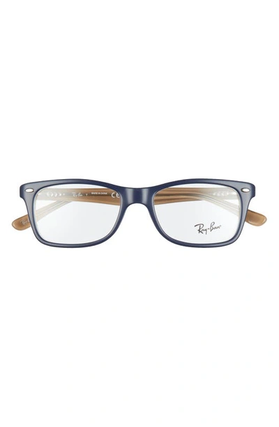 Shop Ray Ban 50mm Square Optical Glasses In Blue Brown/ Clear