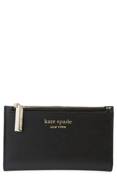 Shop Kate Spade Small Spencer Slim Leather Bifold Wallet In Black