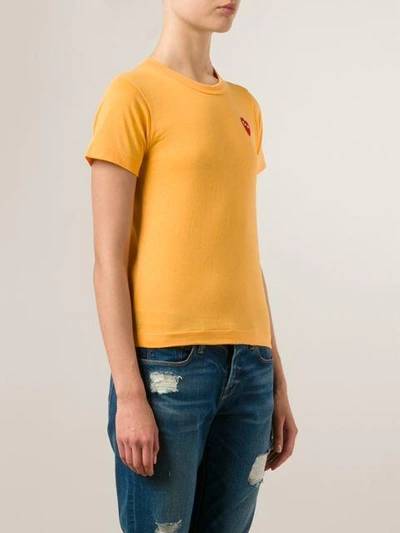 Shop Comme Des Garçons Play Embroidered Heart T-shirt - Yellow