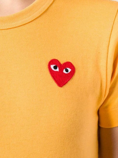 Shop Comme Des Garçons Play Embroidered Heart T-shirt - Yellow