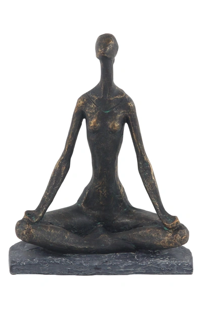 Willow Row Black Polystone Modern Meditation Sculpture In Black
