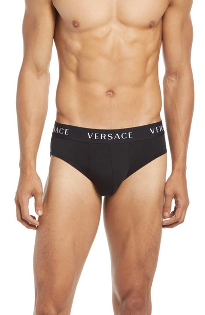 Shop Versace 2-pack Briefs In Nero-nero