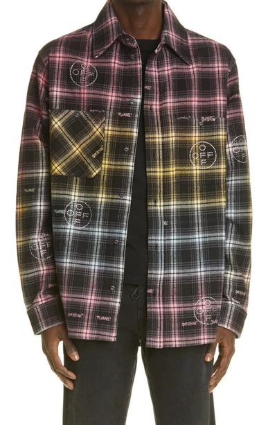 Shop Off-white Crystal Logo Check Flannel Button-up Shirt In Multicolor