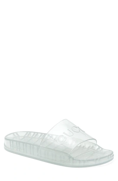 Shop Gucci Pursuit Logo Slide Sandal In Trasparente