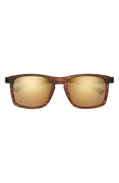 Shop Hurley Classics 56mm Polarized Rectangular Sunglasses In Brown Striated/ Brown Base