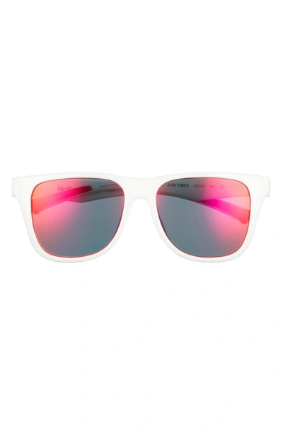 Shop Hurley Fun Times 56mm Polarized Square Sunglasses In Shiny White/ Smoke Base