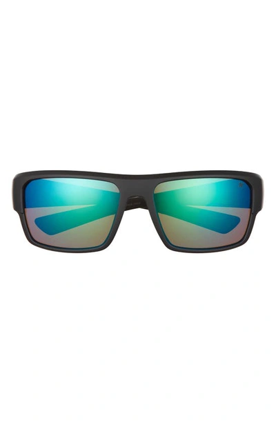 Shop Hurley Session 60mm Polarized Rectangular Sunglasses In Matte Satin Blk/ Brown Base