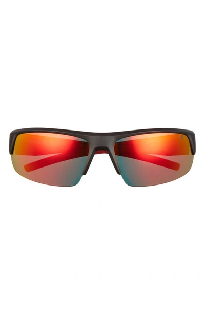 Hurley The Rays 69mm Polarized Oversize Wrap Sunglasses In Matte Black/  Smoke Green Base | ModeSens