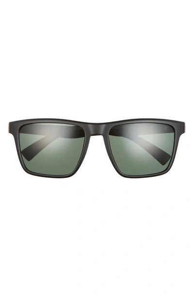 Shop Hurley Cobblestones 57mm Polarized Square Sunglasses In Matte Black/ Smoke Green