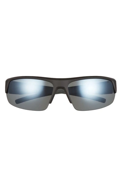 Shop Hurley The Rays 69mm Polarized Oversize Wrap Sunglasses In Rubberized Black/ Smoke Base
