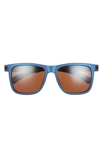 Shop Hurley New Schoolers 56mm Polarized Square Sunglasses In Matte Blue/ Brown Base