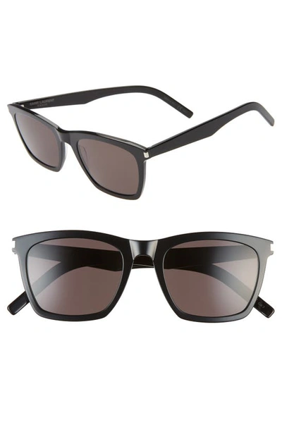 Shop Saint Laurent Slim 52mm Square Sunglasses In Shiny Black