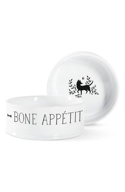 Shop Fringe Studio Bone Appétit Pet Bowl In Js Bone Appetit Pet
