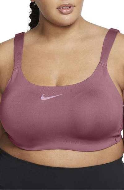 Shop Nike Bold Sports Bra In Desert Berry/light Pink
