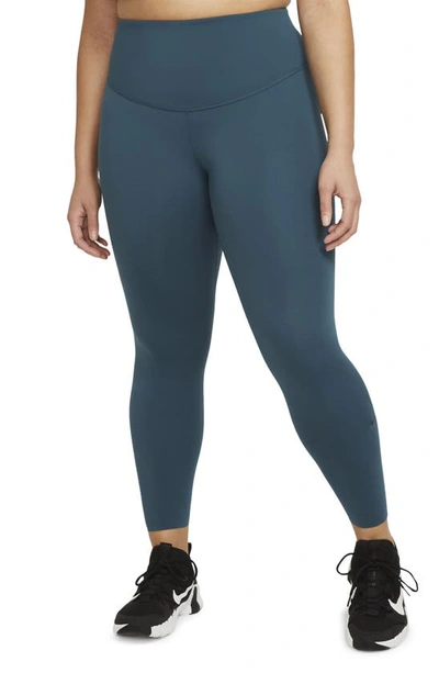 Shop Nike One Lux 7/8 Tights In Dark Teal Green/clear