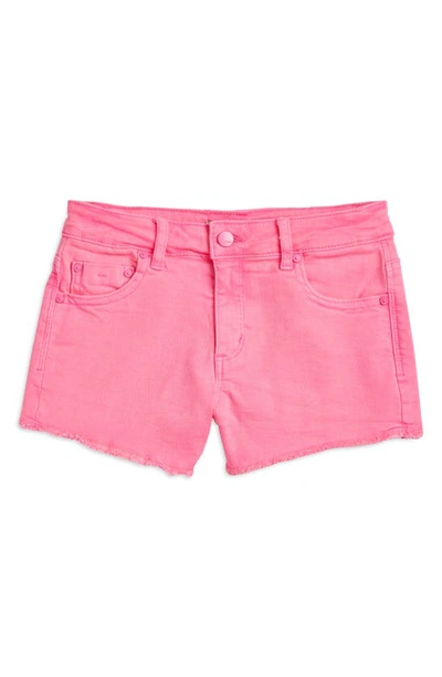 Shop Tractr Kids' Neon Denim Shorts In Pink