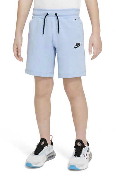 Shop Nike Sportswear Kids' Tech Fleece Sweat Shorts In Psychic Blue/black