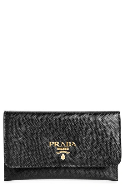 Shop Prada Saffiano Leather Envelope Card Case In Nero