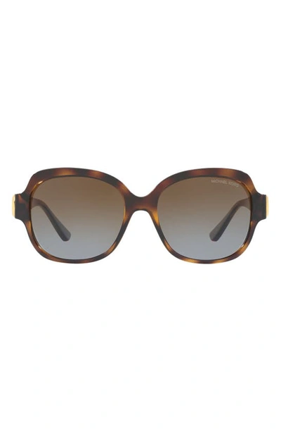 Shop Michael Kors 56mm Polarized Square Sunglasses In Brown Tortoise/ Gradient