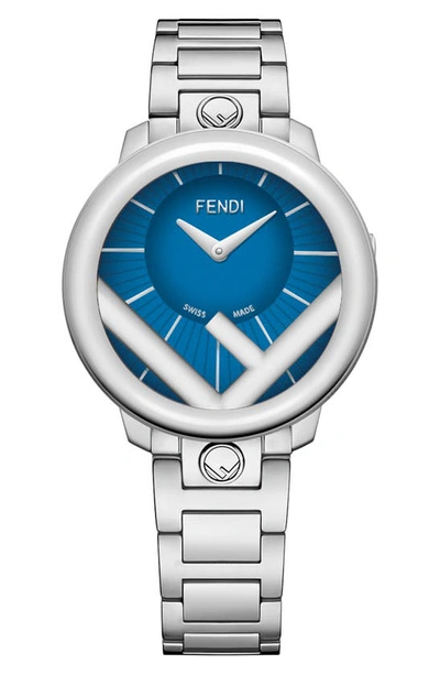 Shop Fendi Run Away Bracelet Watch, 36mm In Silver/ Blue/ Silver