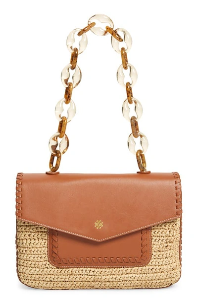 Shop Pamela Munson Las Olas Leather Trim Shoulder Bag In Natural